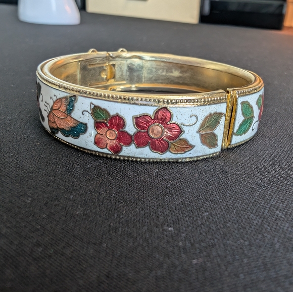 Vintage Cloisonne Hinged Bangle - Picture 10 of 14